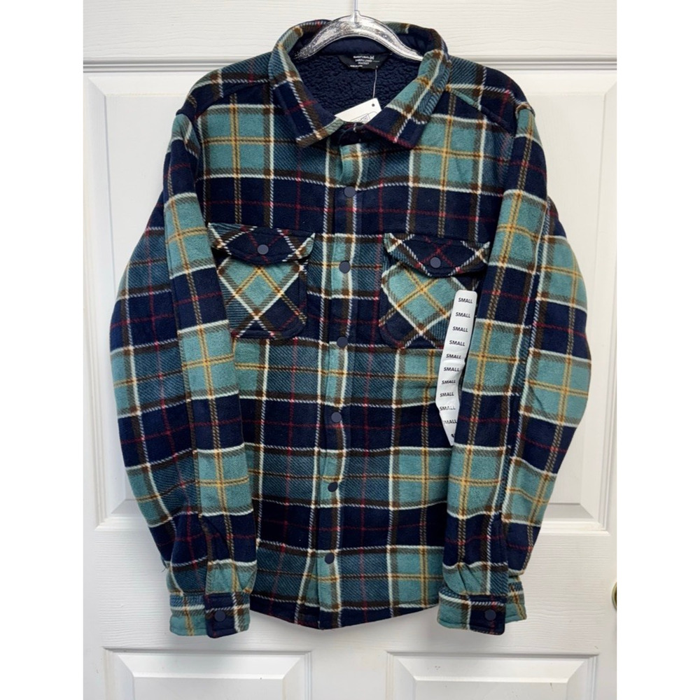 Member's Mark Sherpa Lined Shacket Jacket Men's Size Small Blue Green